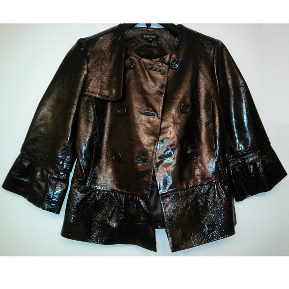 BEBE Genuine Patent Leather Jacket SZ S - Picture 3 of 7